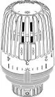 Thermostatkopf von IMI Hydronic Engineering mit Skala zur Temperaturregelung, ausgestattet mit Diebstahlsicherung. Oben befindet sich das Markenlogo.